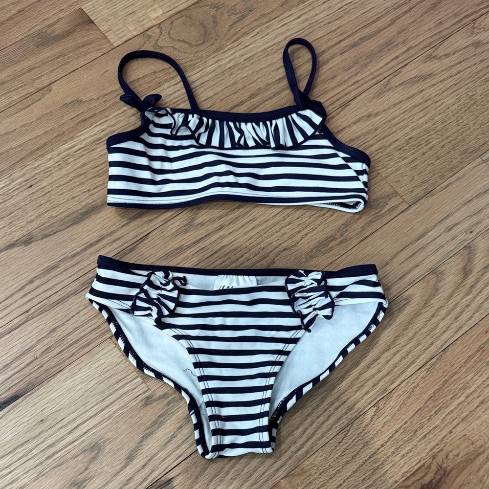 H&M Black and White Striped Kids Bikini